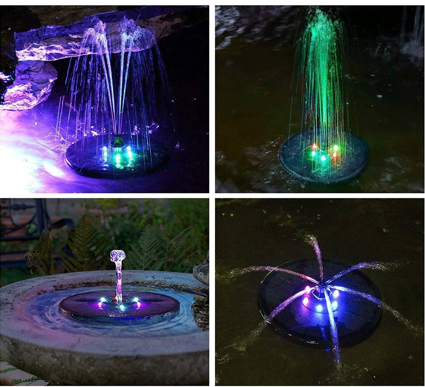 Vícebarevná LED solární fontána